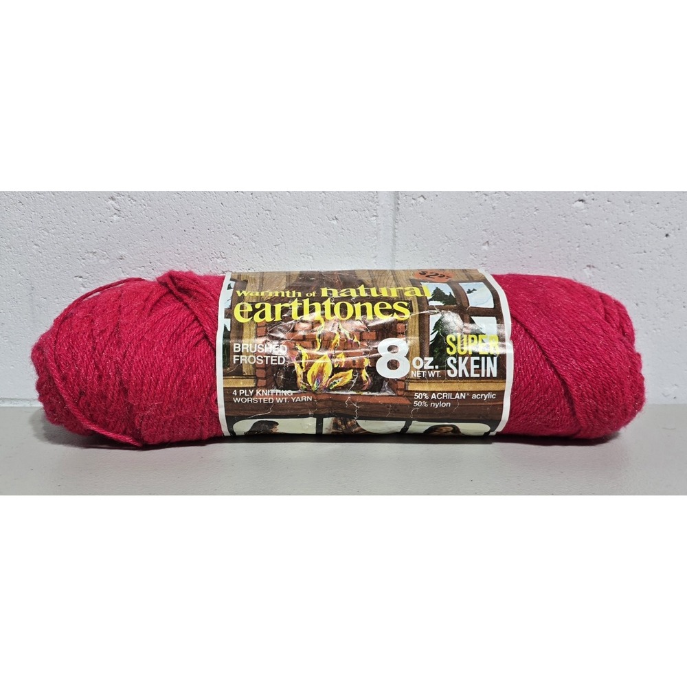 Malina Yarn Natural Earthtones -‎ Cinder Red - 8oz  Super Skein, Brushed Frosted